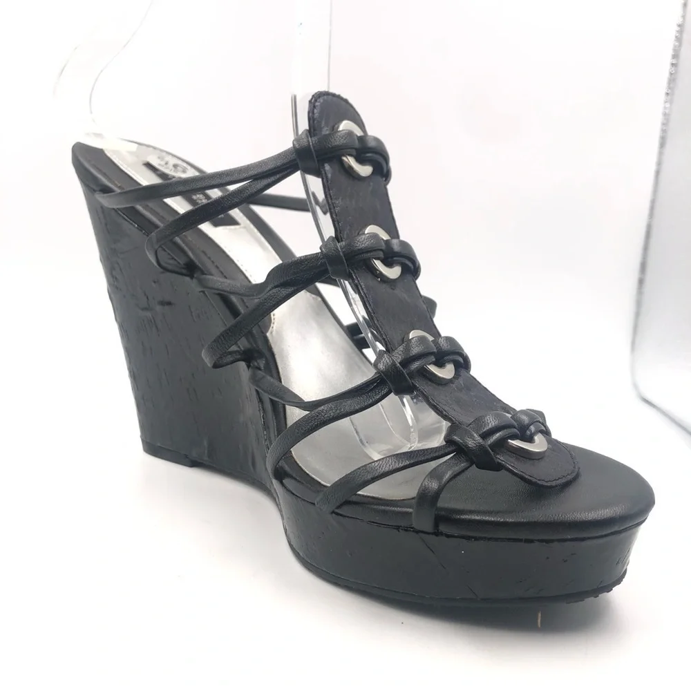 White House Black Market Black Patent Sandals 9.5M